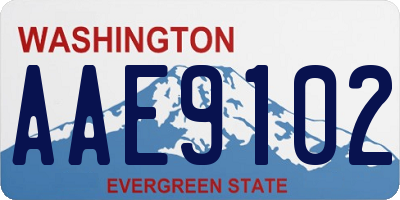 WA license plate AAE9102