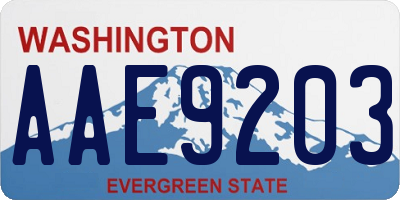 WA license plate AAE9203