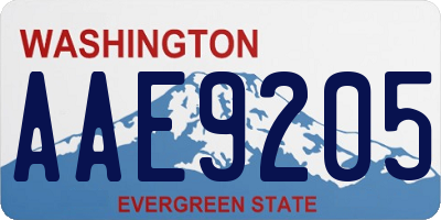 WA license plate AAE9205
