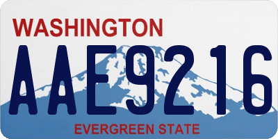 WA license plate AAE9216