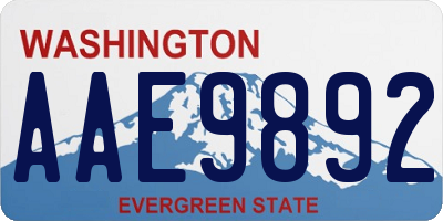 WA license plate AAE9892