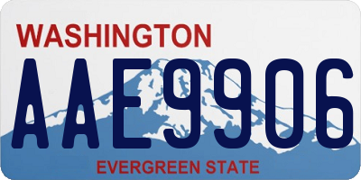 WA license plate AAE9906