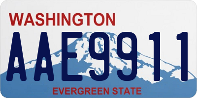 WA license plate AAE9911