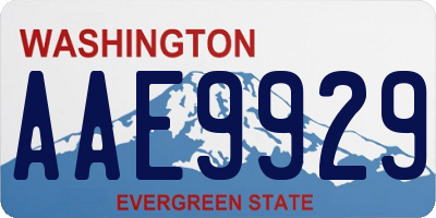 WA license plate AAE9929