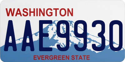WA license plate AAE9930