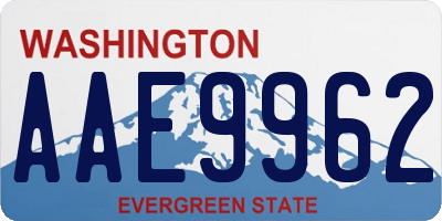 WA license plate AAE9962