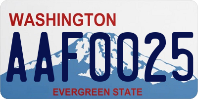 WA license plate AAF0025