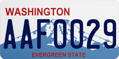 WA license plate AAF0029