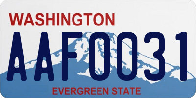 WA license plate AAF0031