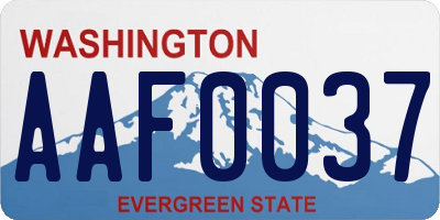 WA license plate AAF0037