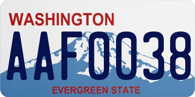 WA license plate AAF0038