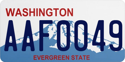WA license plate AAF0049