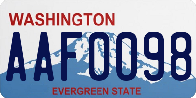 WA license plate AAF0098