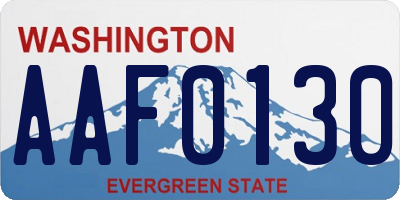 WA license plate AAF0130