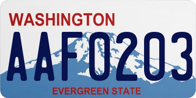 WA license plate AAF0203