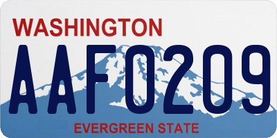 WA license plate AAF0209