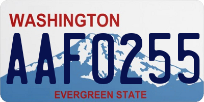 WA license plate AAF0255
