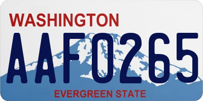 WA license plate AAF0265