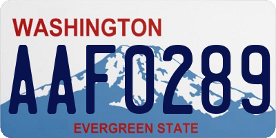 WA license plate AAF0289