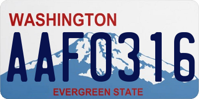 WA license plate AAF0316