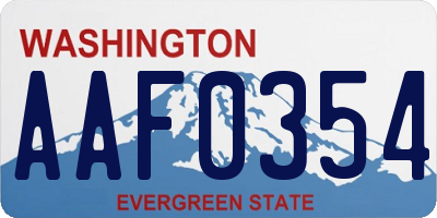 WA license plate AAF0354