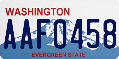 WA license plate AAF0458