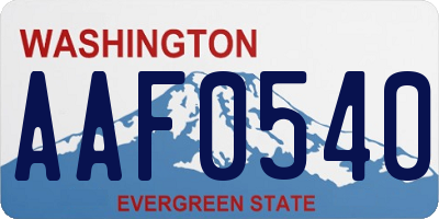WA license plate AAF0540