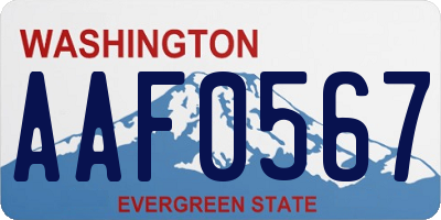 WA license plate AAF0567
