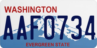 WA license plate AAF0734