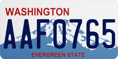WA license plate AAF0765
