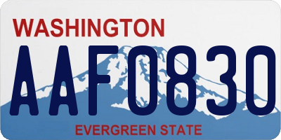 WA license plate AAF0830