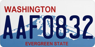 WA license plate AAF0832
