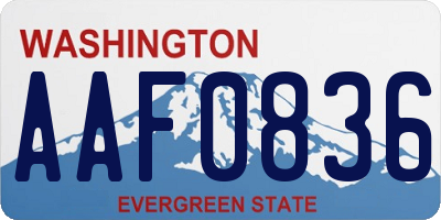 WA license plate AAF0836