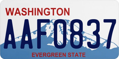 WA license plate AAF0837