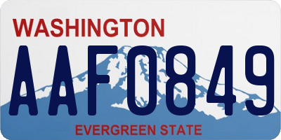 WA license plate AAF0849