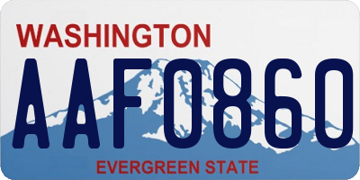 WA license plate AAF0860