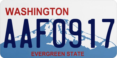 WA license plate AAF0917