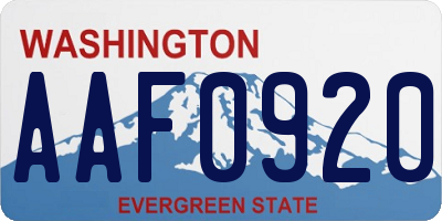 WA license plate AAF0920