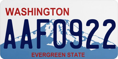 WA license plate AAF0922