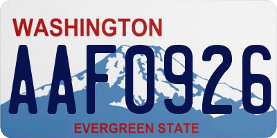 WA license plate AAF0926