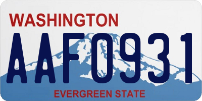 WA license plate AAF0931