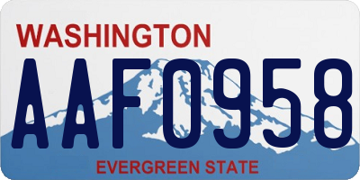 WA license plate AAF0958