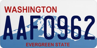 WA license plate AAF0962