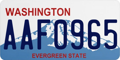 WA license plate AAF0965