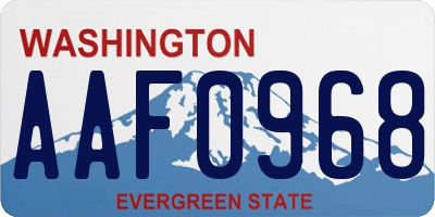 WA license plate AAF0968