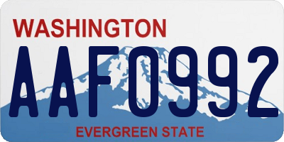 WA license plate AAF0992
