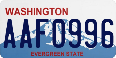 WA license plate AAF0996