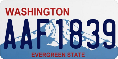 WA license plate AAF1839