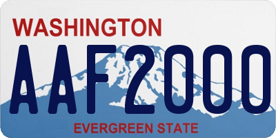 WA license plate AAF2000
