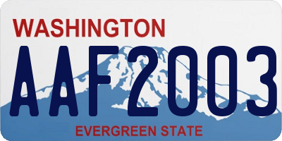 WA license plate AAF2003